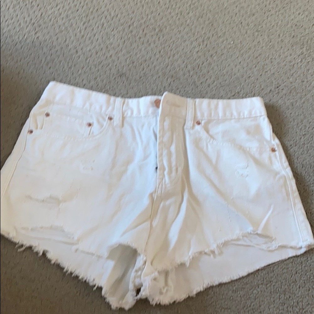 BDG Girlfriend High Rise White Jeans Shorts